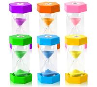 Druuzyl Sablier Minuterie Coloré, 6 Pcs Sabliers Minuterie Horloge de Sable Hourglass, Sabliers Colorés pour Enfants (1/3/5/10/15/30 Min) Sablier Colore kit pour Jeux,Cuisine, Exercice,Etude,Brossage