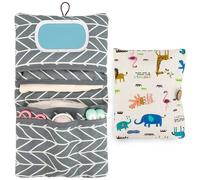 Druuzyl Sac à Couches Bébé 2 en 1 Langer pour à Cosmétiques Organisateur Pochette de Change Bébé Réutilisable Sac à Langer Portable pour Maman en Déplacement (Monde Animal)