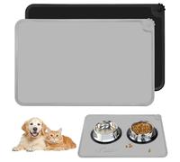 Druuzyl Tapis de Gamelle Antidérapant pour Chien et Chat 2Pcs Tapis Alimentation Animaux, Tapis pour Animaux en Silicone Imperméable 48x30cm Tapis Gamelle Chien et Chat pour Animaux Domestiques