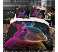 DRVASMXCP Cadre Filaire du Lapin Parure de Lit Microfibre Hypoallergique 3D Imprimée Super Douce numérique Housse de Couette Fermeture Éclair Respirante Résistante for Adulte Single（140x200cm）