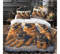 DRVASMXCP Famille de bergers allemands Housse de Couette Imprimé en 3D Microfibre résistante Confortable Parure de Lit Fermeture Éclair Hypoallergique Léger for Hommes Single（140x200cm）