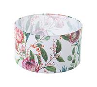 DRW Abat-jour cylindrique en polyester imprimé avec feuilles et fleurs, 35 x 20 cm