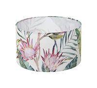 DRW Abat-jour cylindrique en polyester imprimé avec fleurs et feuilles, 35 x 20 cm