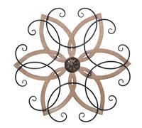 DRW Applique Murale en métal et Bois MDF Naturel et Noir 60 x 3 x 60 cm, Multicolore, estandar