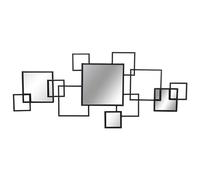 DRW Applique Murale en métal et miroirs Noirs 120 x 2 x 53 cm
