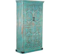 DRW Armoire avec 2 Portes décorées en Bois Style Ethnique Oriental avec Mandalas en Bleu 100 x 40 x 180 cm, Tissu, Beige, Medidas: 88,5x72x102,5 cm