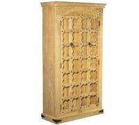 DRW Armoire avec 2 Portes sculptées en Bois Naturel 100 x 40 x 180 cm, Toile, Blanc, Medidas: 231x78x91 cm
