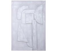 DRW Bestpricepictures Tableau rectangulaire abstrait avec figurines peintes à la main 40% de tons blancs 120 x 80 x 3 cm