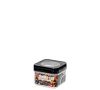 DRW Bocal de cuisine 2300 ml en acrylique avec fermeture hermétique en noir et transparent 11 x 11 x 32 cm
