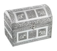 DRW Boîte à bijoux baul avec dessins en métal en argent 18x25x15 cm