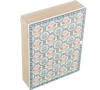 DRW Boîte à clés en Bois avec tuiles Fleurs Naturelles et Bleues 20 x 5,5 x 26 cm