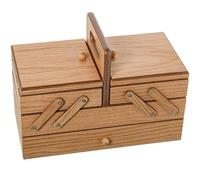 DRW Boîte à couture extensible type accordéon avec tiroir en bois de chêne 23 x 33 x 16 cm