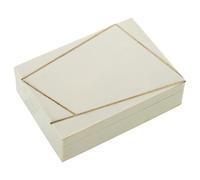 DRW Boîte rectangulaire avec base en bois blanc os et naturel 13 x 18 x 5 cm
