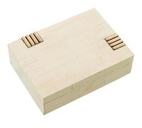 DRW Boîte rectangulaire en résine avec base en bois blanc cassé et marron 13 x 18 x 5 cm