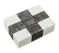 DRW Boîte rectangulaire en résine avec base en bois blanc cassé et noir, 13 x 18 x 5 cm
