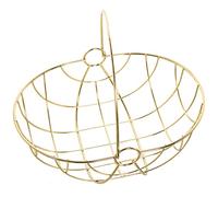DRW Bol à fruits rond avec poignée en métal doré 29 x 22 x 12/24,5 cm