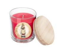 DRW Bougie Vierge de l'Almudena rouge Pot en verre avec couvercle dans une boîte avec histoire 7 x 7 x 8,5 cm