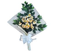 DRW Bouquet de Fleurs artificielles pour cimetière à Mettre dans Un Pot, Un Vase ou sur Une Tombe 73 x 63 x 20 cm (orchidées Jaunes)