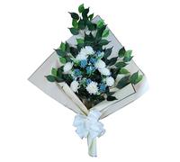 DRW Bouquet de Fleurs artificielles pour cimetière à Mettre dans Un Pot, Un Vase ou sur Une Tombe 73 x 63 x 20 cm (Bleu et Blanc)