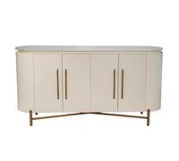 DRW Buffet avec 4 Portes en Bois et Plan de Travail en marbre Blanc 152 x 42 x 78 cm