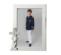 DRW Cadre photo de communion nacré avec croix pour photo de 10 x 15 cm, 12 x 17 cm