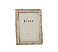 DRW Cadre photo en nacre pour photographie de 13 x 18 cm en naturel et grillé 15,5 x 20,5 x 1 cm