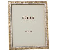 DRW Cadre photo en nacre pour photographie de 20 x 25 cm en naturel et grillé 22,5 x 28 x 1 cm