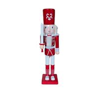 DRW Casse-Noix soudé en Plomb de Bois Blanc et Rouge 10 x 8 x 38 cm