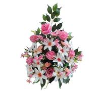 DRW Centre de Fleurs artificielles Cimetière, Saints, Anniversaire Roses 50 cm Largeur x 60 cm Hauteur x 25 cm Profondeur (Environ)