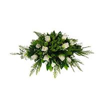 DRW Centre de Fleurs Artificielles pour Cimetière Églises Mariages Centre de Fleurs pour les Saints Ligne Bateau Vert et Cocons Roses Blanches 95x55 cm
