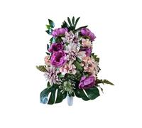 DRW Centre de Fleurs Artificielles pour Cimetière Églises Mariages Centre de Fleurs pour Les Saints Nuances Mauve Automne (Jarron 65x40 cm)