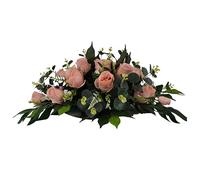 DRW Centre de Fleurs Coussin cimetière, processions, églises, Mariages ou tombes, Roses Roses et Eucalyptus Style Bateau Artificiel 74 x 50 x 30 cm