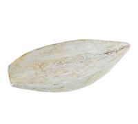 DRW Centre de Table allongé Ovale en résine Blanche et dorée 4,5 x 25,5 x 13 cm