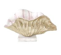 DRW Centre décoratif de Table en Aluminium et Base en marbre doré, Rose et Blanc 24 x 42 x 16,5 cm