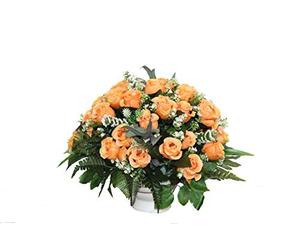 DRW Centre Fleurs cimetière Santos Rond avec Coupe dans des Tons orangés 40 x 40 cm