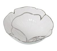 DRW Centre Rond en céramique Blanc et argenté 25 x 10 cm