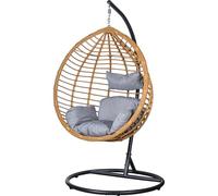 DRW Chaise Suspendue en rotin Artificiel et métal Noir 117 x 106 x 198 cm
