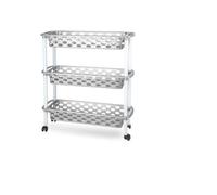 DRW Chariot étroit 3 paniers Cuisine et Salle de Bain PVC argenté 18 x 61 x 58 cm