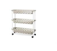 DRW Chariot étroit 3 paniers Cuisine et Salle de Bain PVC Beige 18 x 61 x 58 cm