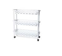 DRW Chariot étroit 3 paniers Cuisine et Salle de Bain PVC Blanc 18,5 x 61 x 58 cm