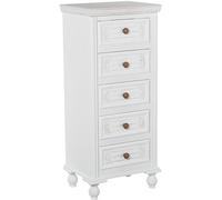 DRW Chiffonnier avec 5 tiroirs en Bois MDF Blanc et crème 93 x 40 x 30 cm