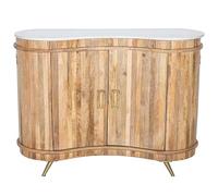 DRW Console d'entrée avec 2 Portes en Bois, Couvercle en marbre et Pieds en métal Naturel, doré, 112 x 41 x 84 cm, Toile imprimée et PS, Blanc, Beige et Marron, Medidas: 80x4x100 cm