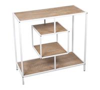 DRW Console Meuble d'entrée en métal et Bois MDF Blanc et Naturel 80 x 35 x 80 cm, 80x35x80cm