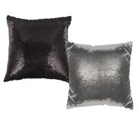 DRW Coussin avec Paillettes argentées et Noires Qui changent de Couleur au Passage de la Main 250 g de Rembourrage 20 x 40 x 40 cm