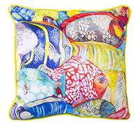 DRW Coussin carré Double Face en Velours Polyester avec Poissons et Fermeture éclair 45 x 45 cm