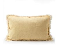 DRW Coussin rectangulaire en Polyester et Coton avec Franges et Rembourrage Beige 12 x 50 x 30 cm