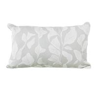 DRW Coussin rectangulaire en Polyester et Coton décoré avec Rembourrage Beige et Blanc 12 x 50 x 30 cm