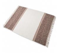 DRW Couverture rectangulaire en Coton avec Franges en Blanc, Beige et Grenat 1 x 130 x 170 cm