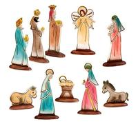 DRW Crèche Plate de 10 pièces avec Base en résine de 12 cm.