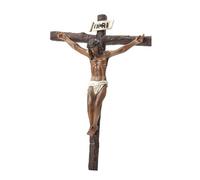 DRW Crucifix Christ de la Bonne Mort Résine Peinte à la Main 22 cm